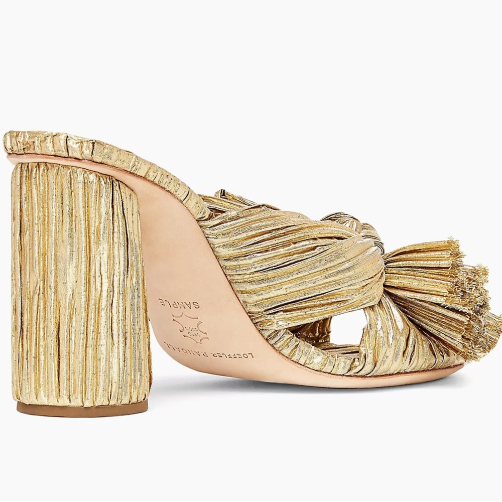 Loeffler Randall ⭐️NWT⭐️ size 7.5 Gold Women's Penny knotted mule - Picture 6 of 10